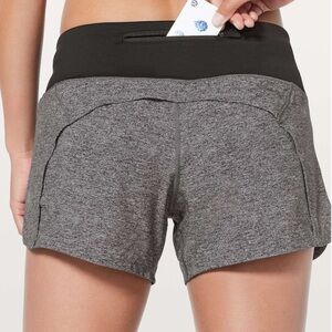 Lululemon Run Times Short II *4" Heather Lux Multi Black / Black size 4